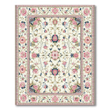 Pink Floral Vintage Area Rug Cream Field