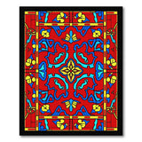 Vibrant Red Persian Area Rug with Blue Gold Motifs