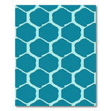 Blue and Teal Teal Hexagon Geometric Area Rug