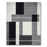 Stacked Blocks Geometric Black White Area Rug