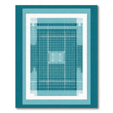 Geometric Modern Blue and Teal Blue Teal Geometric Grid Area Rug