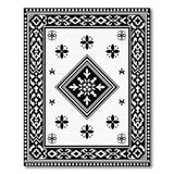 Intricate Black White Persian Border Rug