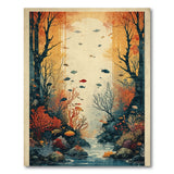 Surreal Autumn Forest Coral Reef Area Rug
