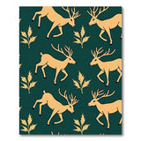 Golden Deer Holly Pattern Green Area Rug
