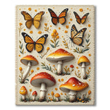 Whimsical Monarch Butterfly Mushroom Area Rug