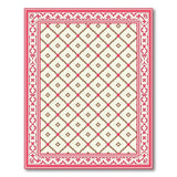 Pink Ornate Border Cream Trellis Area Rug