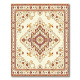 Cream Maroon Medallion Traditional Persian Area Rug