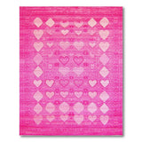 Vibrant Pink Hearts Geometric Area Rug