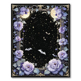 Purple Floral Moon Bat Area Rug