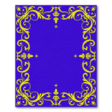 Royal Blue Gold Fleur-de-Lis Ornate Border Rug