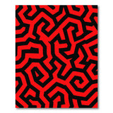 Bold Red Black Maze Geometric Area Rug