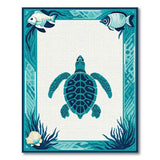 Teal Sea Turtle Coastal Beach Rug