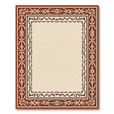 Cream Persian Rug with Ornate Terracotta Border