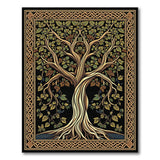 Celtic Tree of Life Area Rug with Gold Knot Border