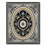 Elegant Black Gold Floral Medallion Area Rug