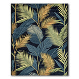 Navy Palm Frond Area Rug
