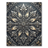 Ornate Gold Silver Mandala Floral Rug