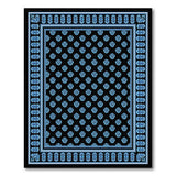 Blue Paisley Motif Black Area Rug