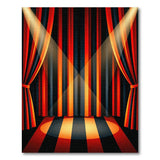 Dramatic Red Black Theater Stage Area Rug