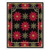 Red Poinsettia Gold Snowflake Area Rug