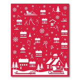Festive Christmas Village Silhouette Red Rug