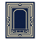 Blue and Teal Navy Blue Geometric Arch Area Rug