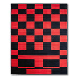Geometric Modern Red Bold Red Black Checkered Area Rug