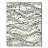 Black White Musical Notes Swirl Area Rug