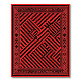 Bold Red Black Geometric Greek Key Area Rug