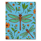 Teal Dragonfly Orange Flower Area Rug