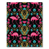 Vibrant Pink Flamingo Floral Area Rug