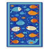 Playful Cartoon Fish Blue Area Rug