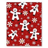 Festive Gingerbread Men Snowflakes Red Area Rug
