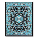 Blue on Black Traditional Persian Area Rug