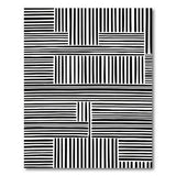 Geometric Modern Bold Black White Geometric Stripe Rug