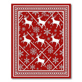 Festive Red Reindeer Snowflakes Area Rug