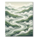 Misty Green Mountains Winding River Area Rug