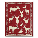 Red Deer Silhouette Heritage Tribal Area Rug