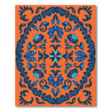 Vibrant Orange Blue Floral Persian Area Rug