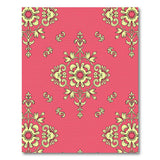 Vibrant Pink Gold Floral Damask Area Rug