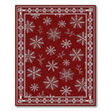 Red Snowflake Area Rug with Ornate Floral Border