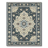 Navy Persian Floral Medallion Blue and Teal Area Rug