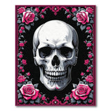 Gothic Skull with Pink Roses Area Rug