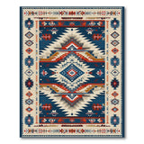 Bold Southwestern Geometric Area Rug - Navy Rust