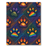 Vibrant Rainbow Paw Print Area Rug