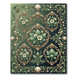 Ornate Green Chamomile Frame Area Rug