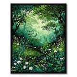 Lush Forest Daisy Path Green Area Rug