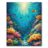 ODIKA Washable Underwater Coral Reef Area Rug - Non-Slip Low Pile Kids Playroom Decor