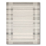 Grey Geometric Striped Border Rug