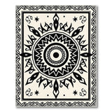 Black White Tribal Sun Mandala Area Rug
